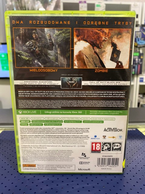 CALL OF DUTY BLACK OPS 3 III Xbox 360