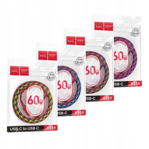 Kabel Hoco USB typ C - USB typ C 1 m Gradient Czerwono-niebieski