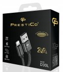 Kabel Prestico USB - Apple Lightning 3 m czarny 2A