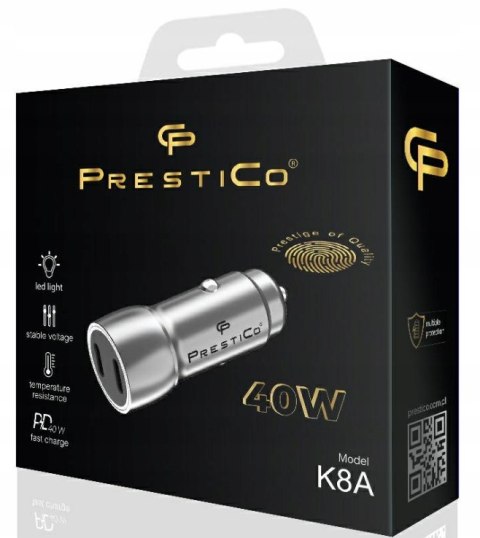 Ładowarka samochodowa USB typ C Prestico K8A 40W