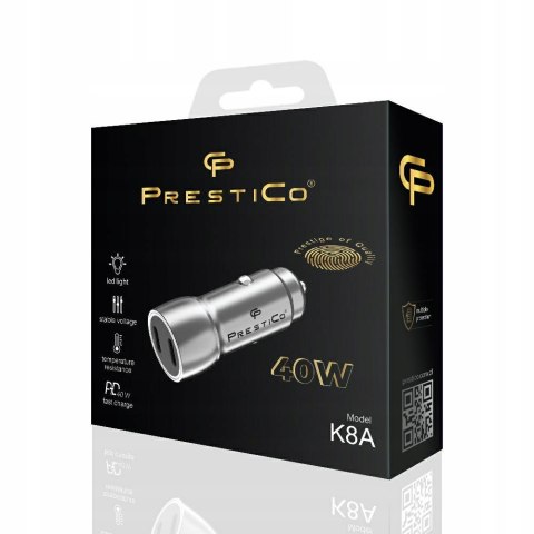 Ładowarka samochodowa USB typ C Prestico K8A 40W